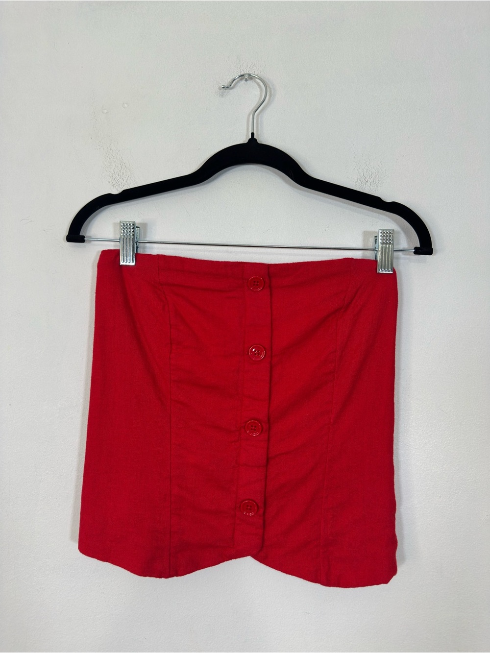 Abercrombie & Fitch Y2K Strapless Corset Top Size L Red Smocked Going Out Sexy